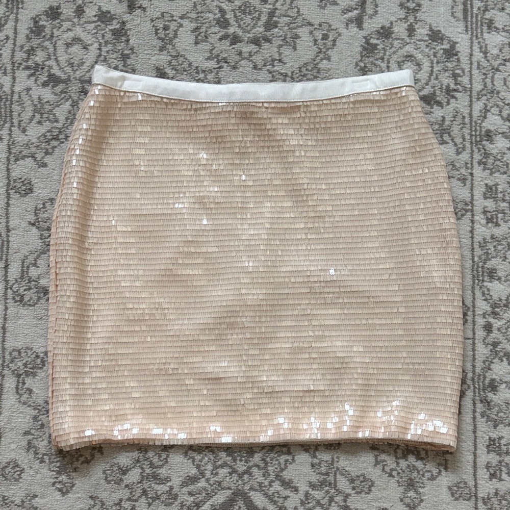 NWT Greylin Cream/Beige Sequin Mini Skirt
